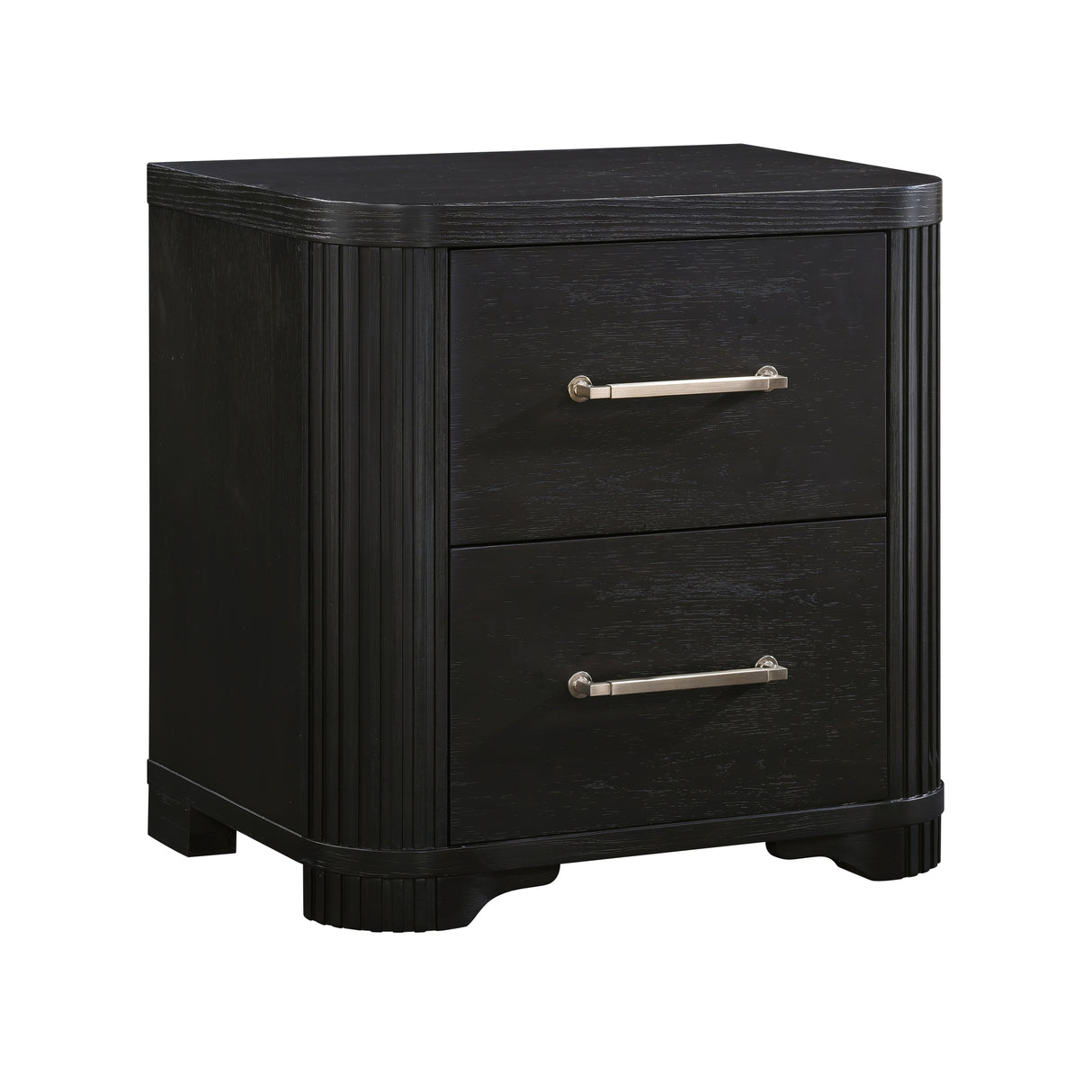 Modern Style Bedroom Furniture 1pc Nightstand of 2x Dovetail Drawers Charcoal Finish Elegant Design Bedside Table