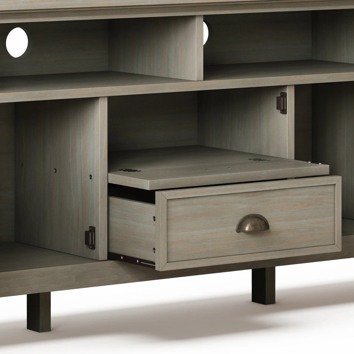 Redmond 72 inch Wide Solid Wood TV Stand in Distressed Grey For TVs up to 80 inches - sold by Home Elegance USA