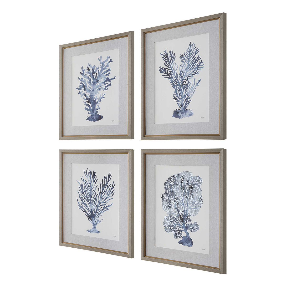 Shibori Coral Framed Prints (Set of 4) - Light Gray by Uttermost - View 4