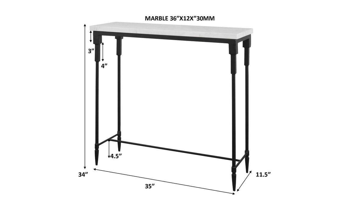 Bourges Marble Console Table - White / Black by Uttermost - View 8
