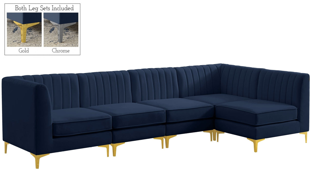 Alina - Modular Sectional 5 Piece - Navy - Fabric | Home Elegance USA