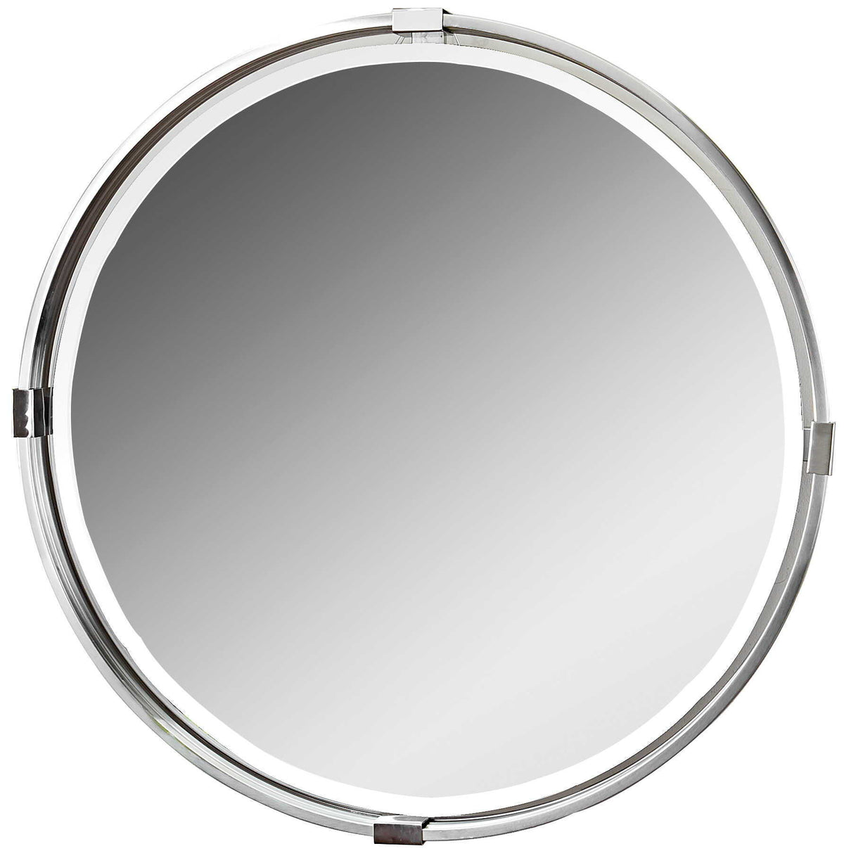 Tazlina Round Mirror Brushed Nickel - Silver by Uttermost - View 1