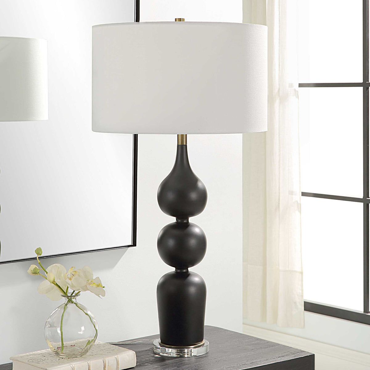 Caviar Table Lamp - Black / White by Uttermost - View 3