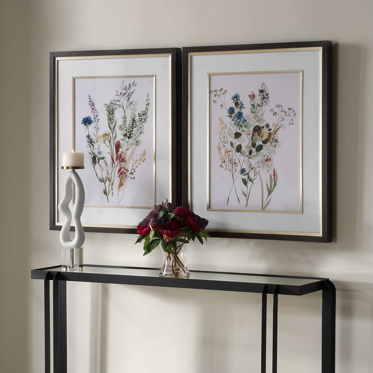 Delicate Flowers Framed Prints (Set of 2) - Green by Uttermost - View 3