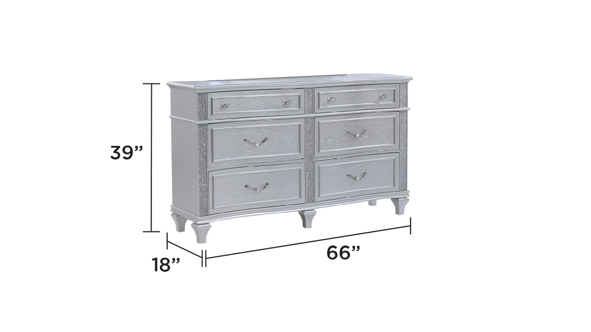Mystic Contemporary Style Upholstered LED headboard Queen 4PC Bedroom Set made with Wood in Silver(CA Inventory) - sold by Home Elegance USA