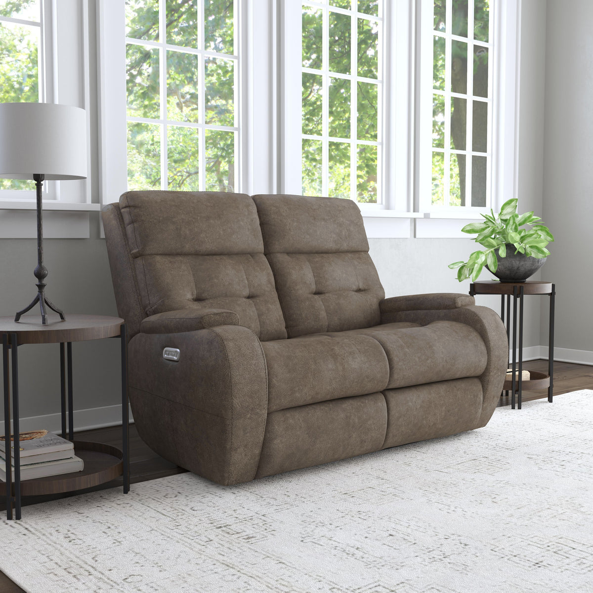 Strait Leather Power Reclining Loveseat With Power Headrests | Flexsteel