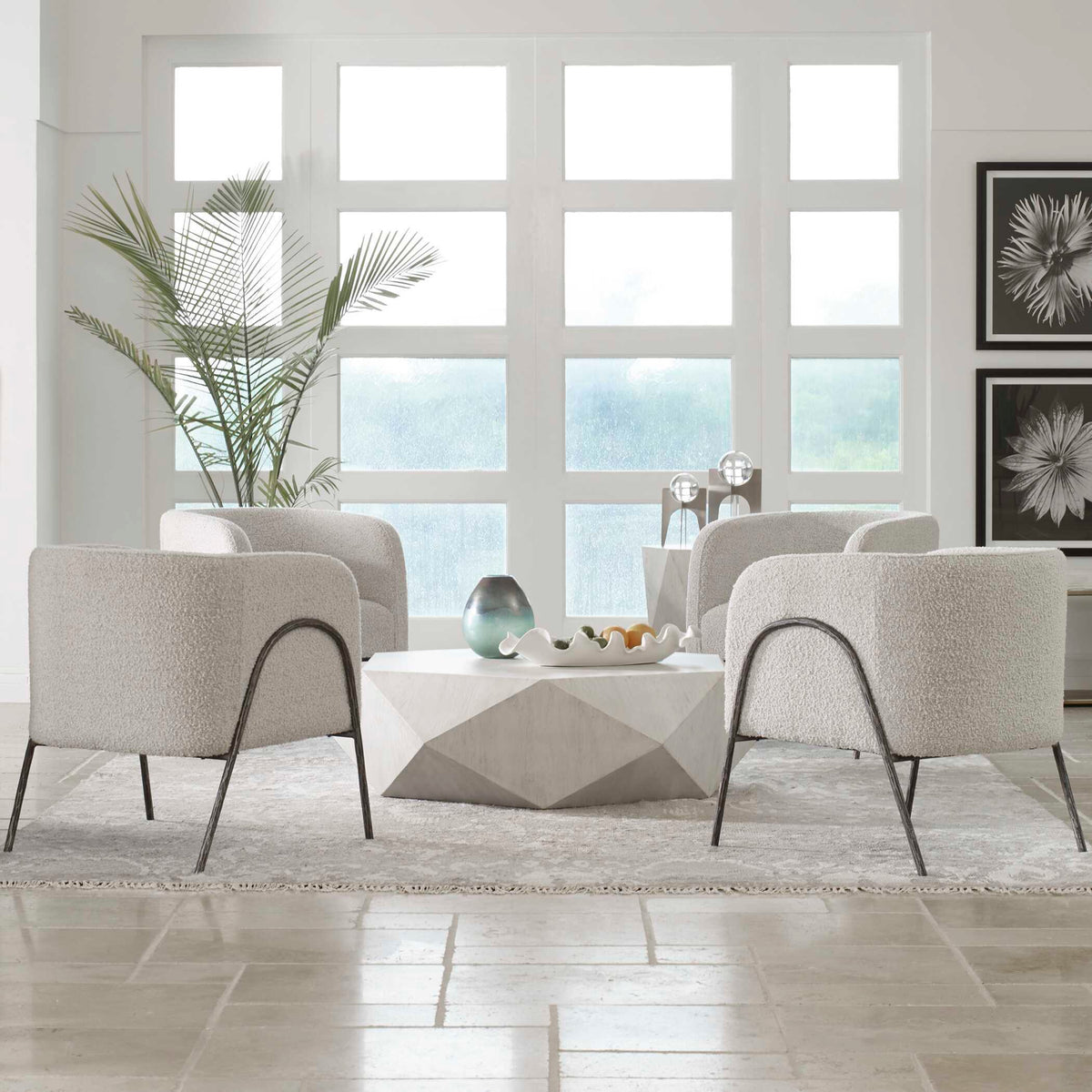 Jacobsen Accent Chair - Light Gray / Black by Uttermost - View 4