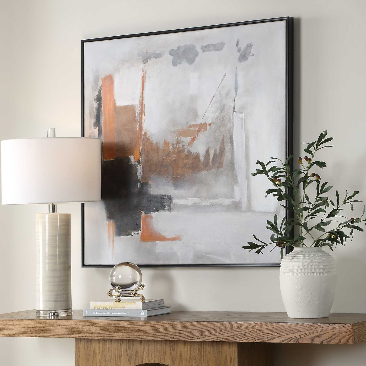 Heat Of The Moment Abstract Art - Gray / Orange by Uttermost - View 3