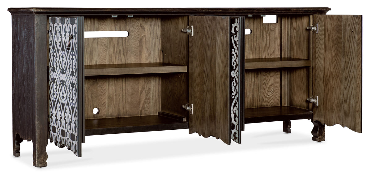 Americana Entertainment Credenza - Dark Brown / White by Hooker Furniture - View 4