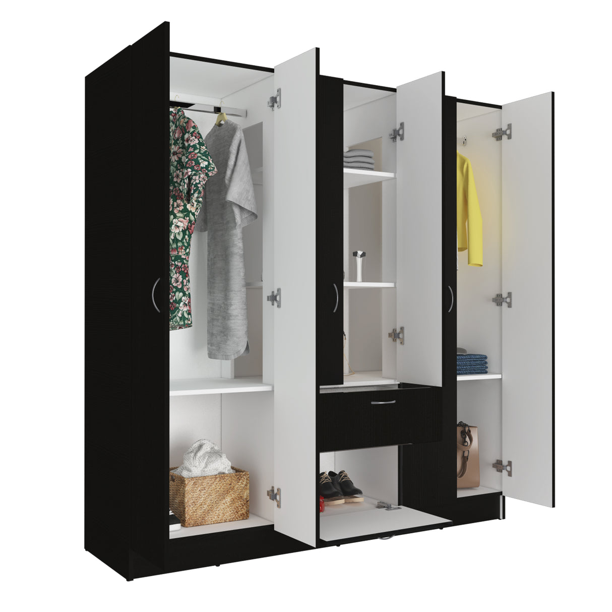 Guajira Six Door Armoire, Three Cabinets , Hidden Drawer Shoes - sold by Home Elegance USA