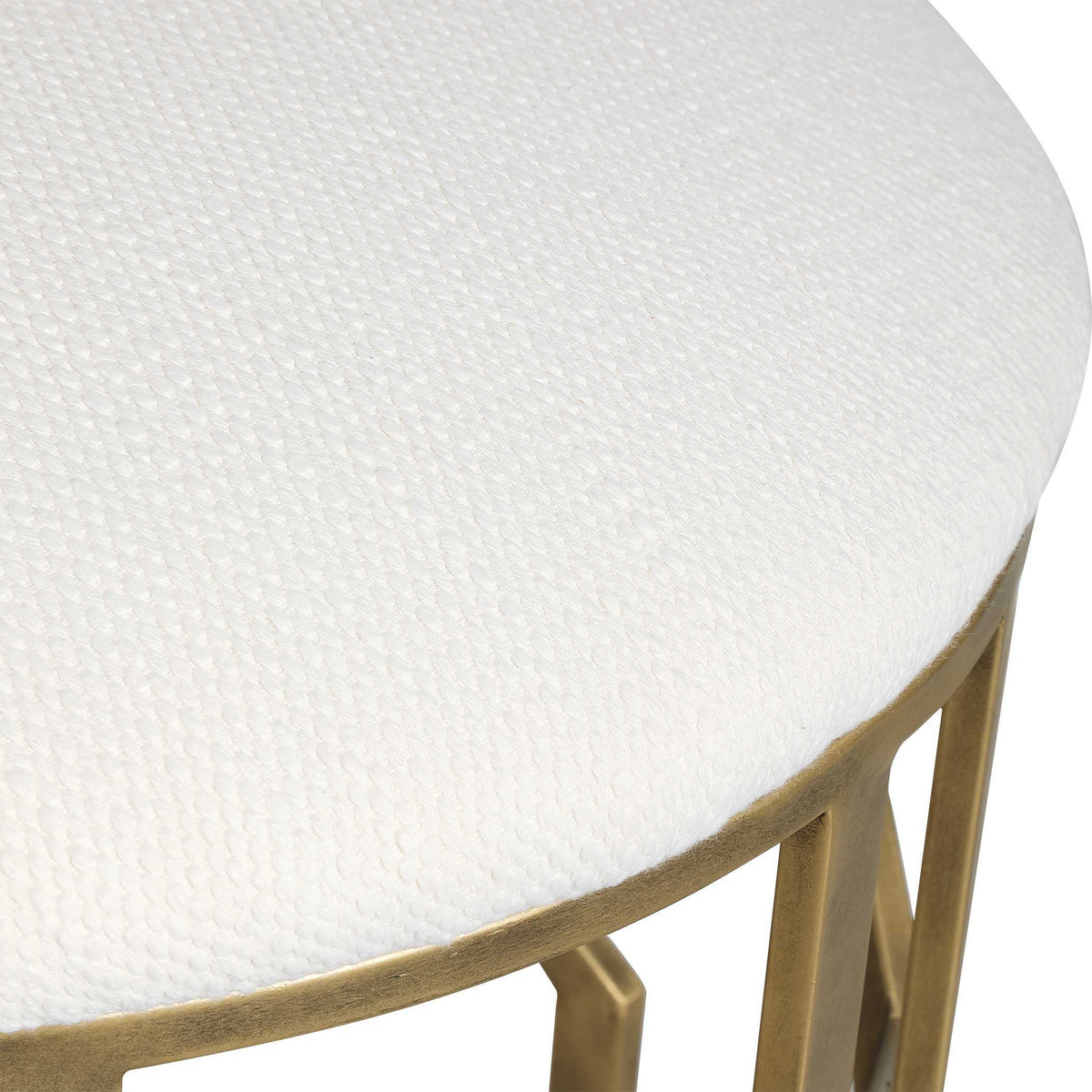 Trellis Geometric Accent Stool White & Gold - White / Yellow by Uttermost - View 4