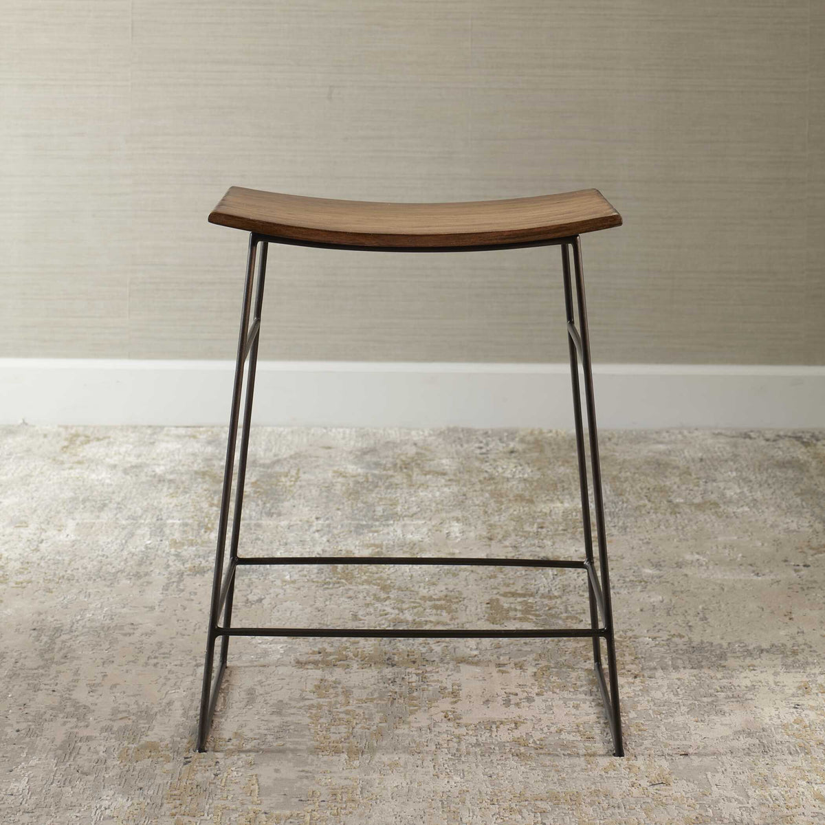 Thura Counter Stool Walnut - Dark Brown by Uttermost - View 2
