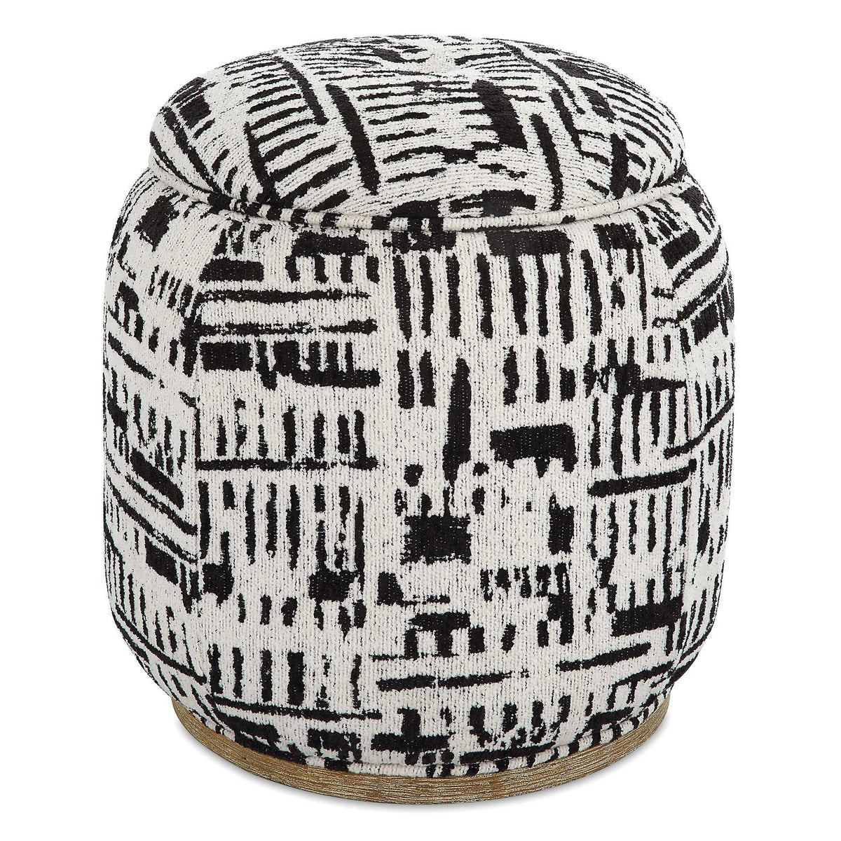 Dialogue Poof Ottoman - Black / White by Uttermost - View 1