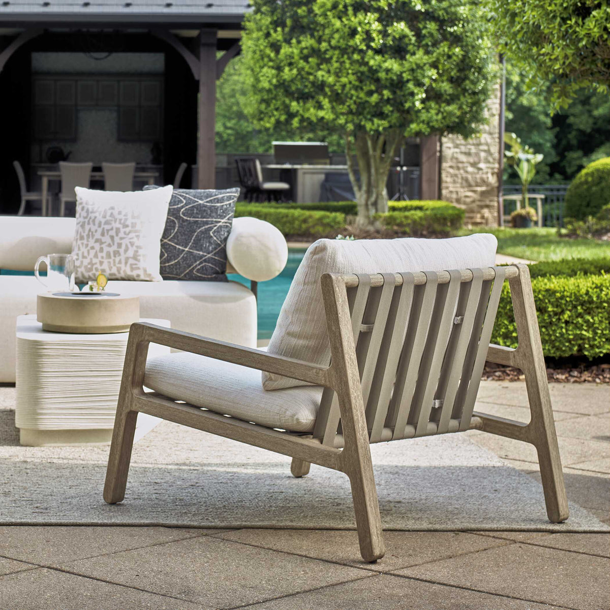 Strapped Outdoor Lounge Chair - Light Brown / Light Gray by Uttermost - View 4