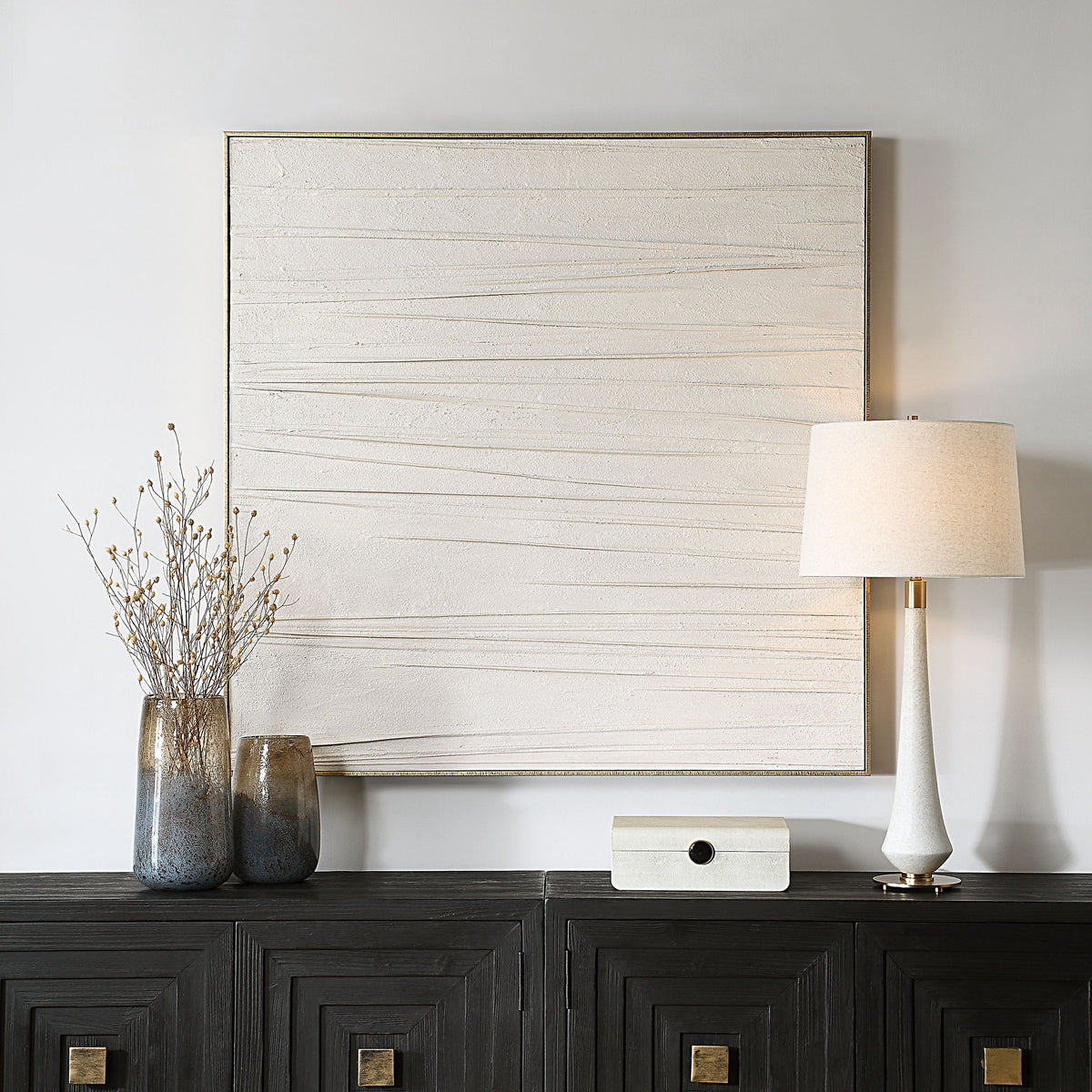 Walking The Line Minimalist Canvas Art - Gray by Uttermost - View 2