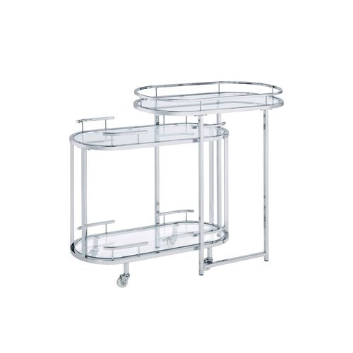 Acme - Piffo Serving Cart Set AC00162 Clear Glass & Chrome Finish