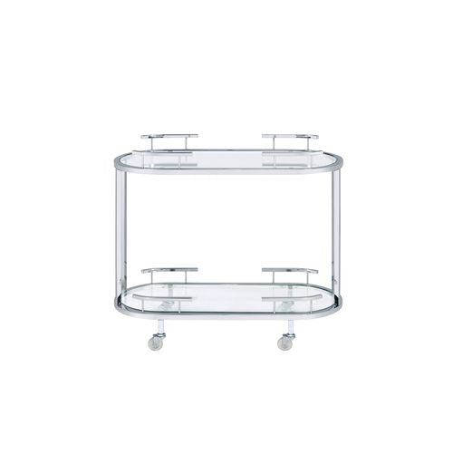 Acme - Piffo Serving Cart Set AC00162 Clear Glass & Chrome Finish