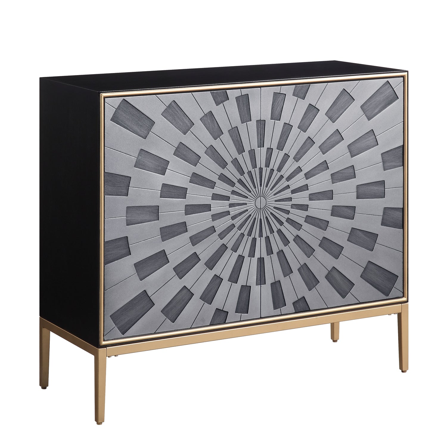 Acme - Quilla Console Cabinet AC00200 Black, Gray & Brass Finish