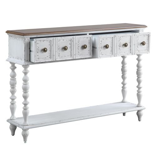 Bence Console Table AC00280 Dark Charcoal & Antique White Finish | Acme | Home Elegance USA