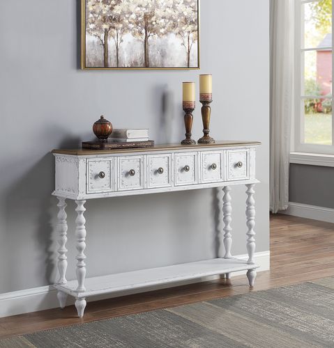 Bence Console Table AC00280 Dark Charcoal & Antique White Finish | Acme | Home Elegance USA