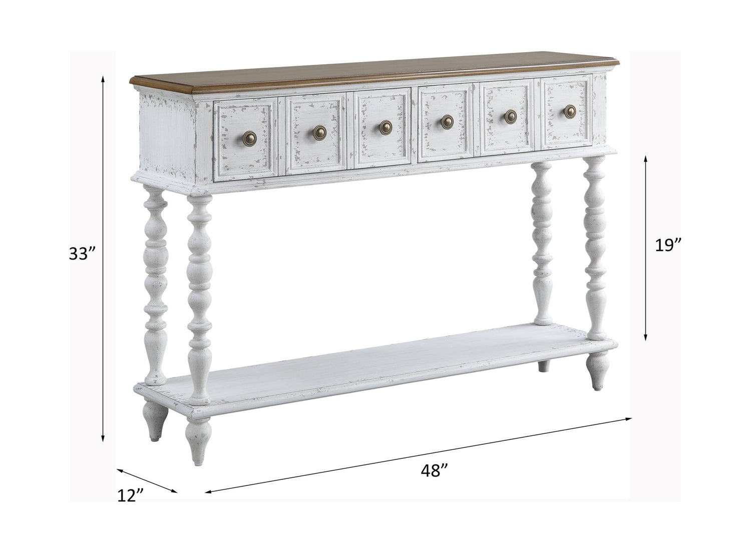 Bence Console Table AC00280 Dark Charcoal & Antique White Finish | Acme | Home Elegance USA