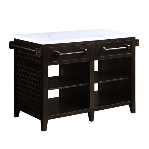 Darwid Kitchen Island AC00306 Marble Top Top & Espresso Finish | Acme | Home Elegance USA