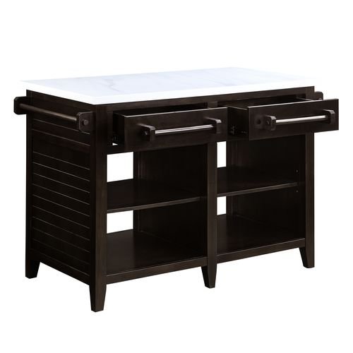 Darwid Kitchen Island AC00306 Marble Top Top & Espresso Finish | Acme | Home Elegance USA