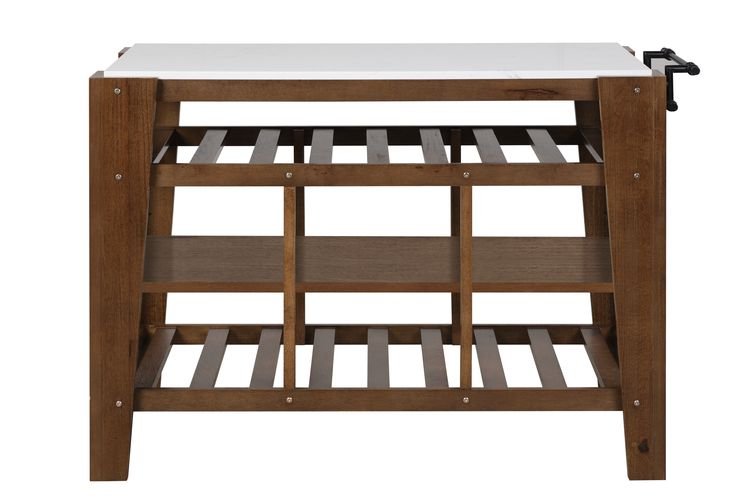 Alaroa Kitchen Island AC00396 Marble Top & Rustic Brown Finish | Acme | Home Elegance USA