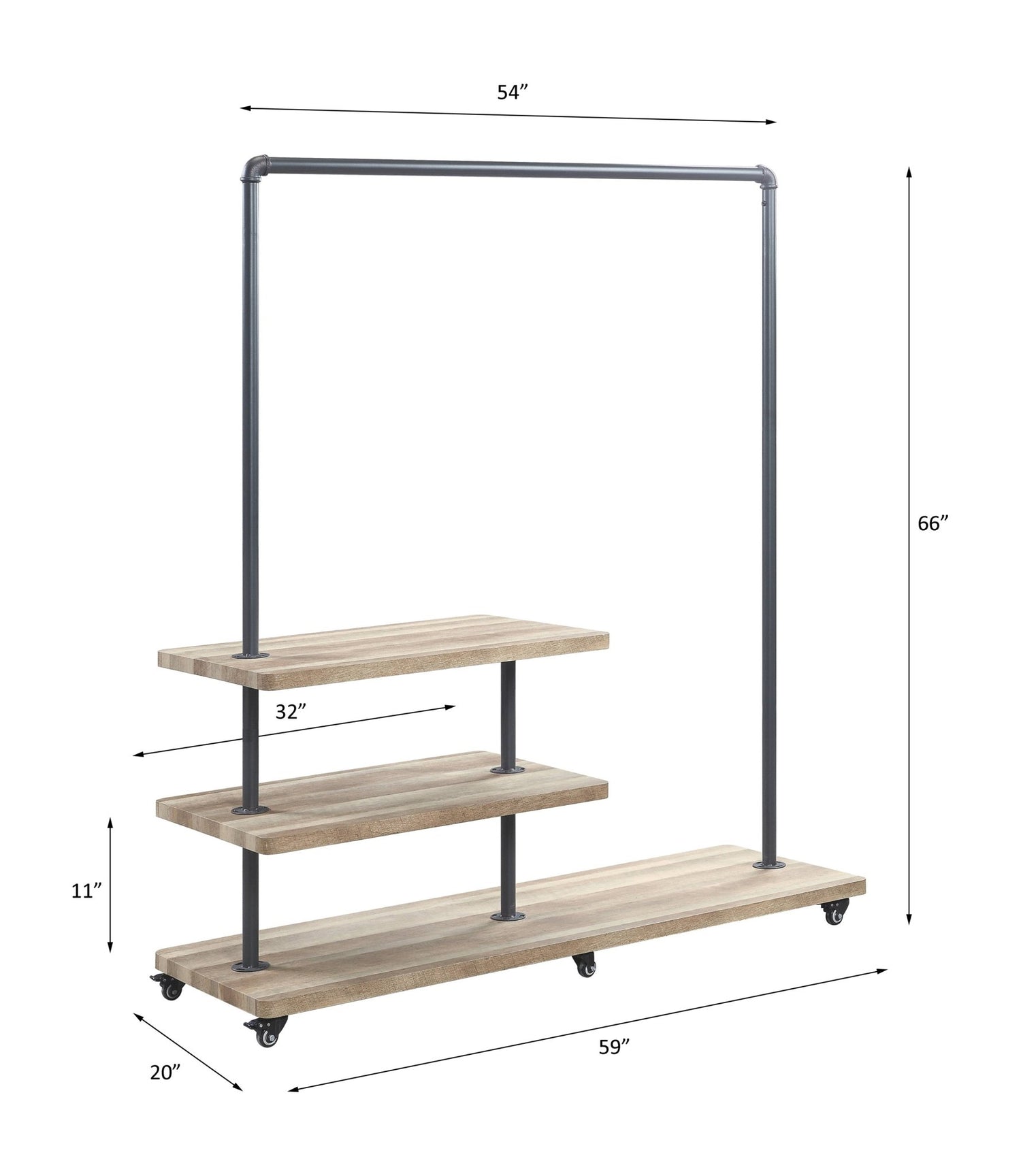 Brantley Hanger Rack AC00434 Oak & Sandy Gray Finish | Acme | Home Elegance USA