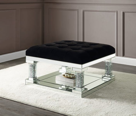 Acme - Noralie Ottoman AC00537 Mirrored & Faux Diamonds