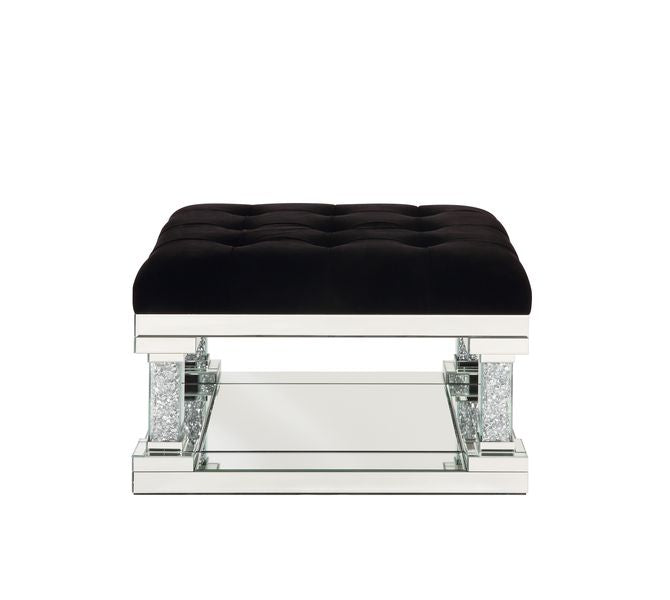 Acme - Noralie Ottoman AC00537 Mirrored & Faux Diamonds