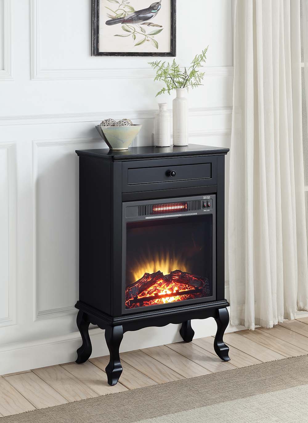 Acme - Eirene Fireplace AC00854 Black Finish