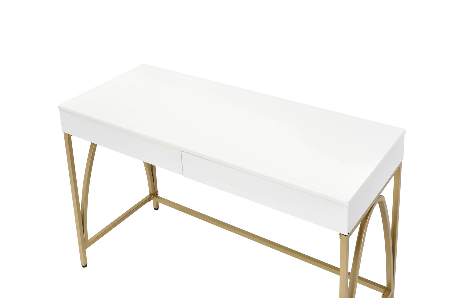 Acme - Lightmane Vanity Desk(Same 92660) AC00900 White High Gloss & Gold Finish