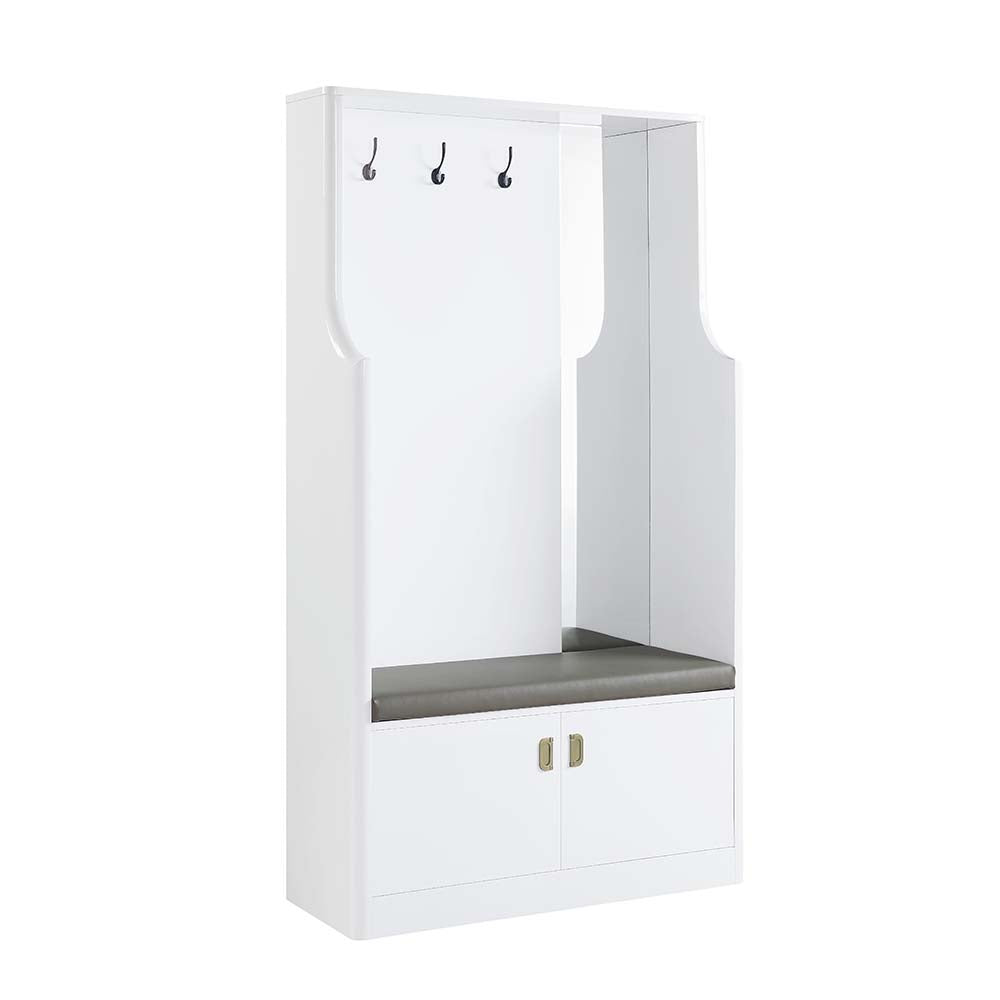 Buck II Hall Tree AC01030 White High Gloss Finish | Acme | Home Elegance USA