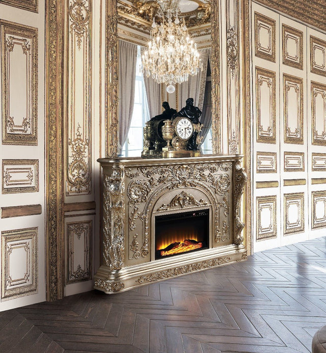 Danae Fireplace AC01618 Antique Silver Finish | Acme | Home Elegance USA
