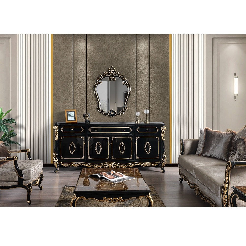 Betria Console Cabinet AC01892 Gold & Black Finish | Acme | Home Elegance USA