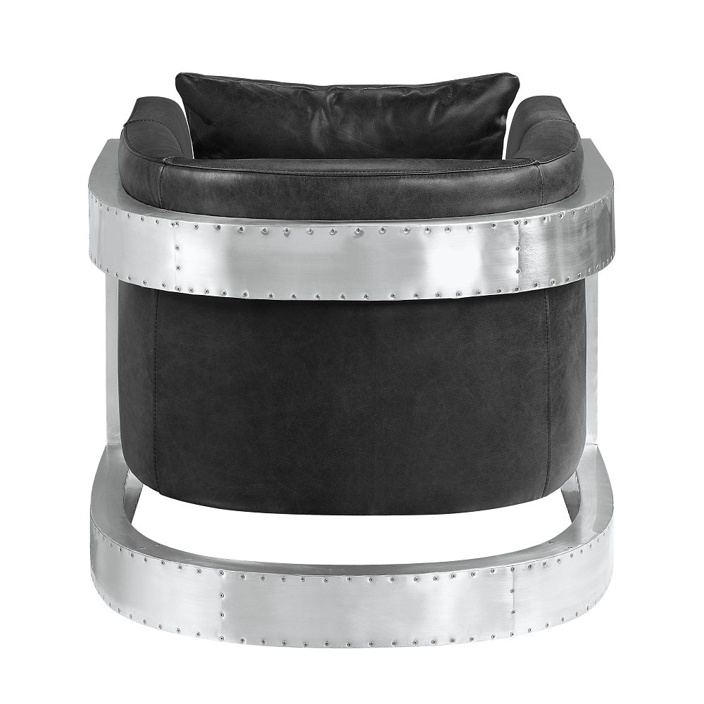 Betla Accent Chair AC01986 Black Top Grain Leather & Aluminum | Acme | Home Elegance USA