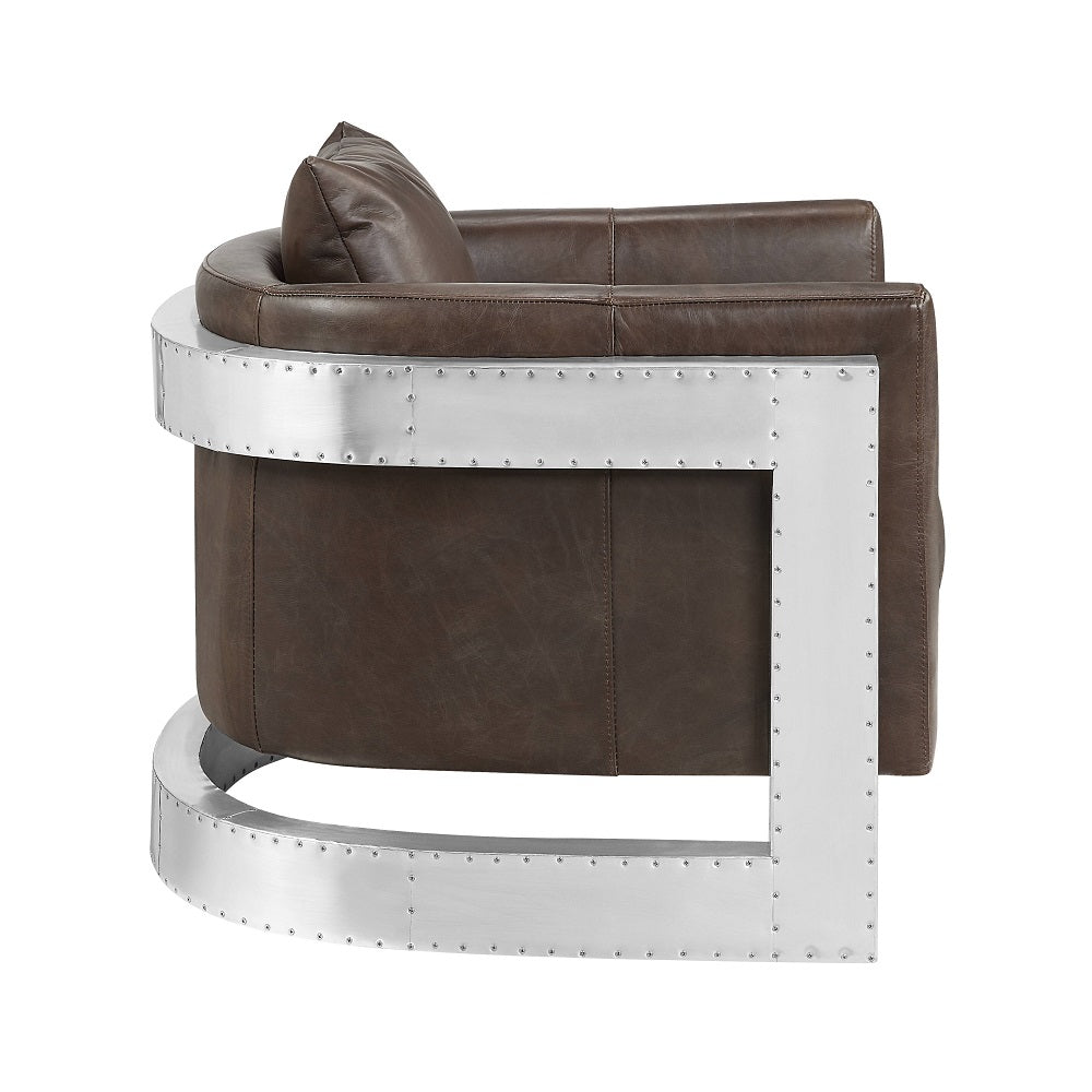 Betla Accent Chair AC01987 Espresso Top Grain Leather & Aluminum | Acme | Home Elegance USA