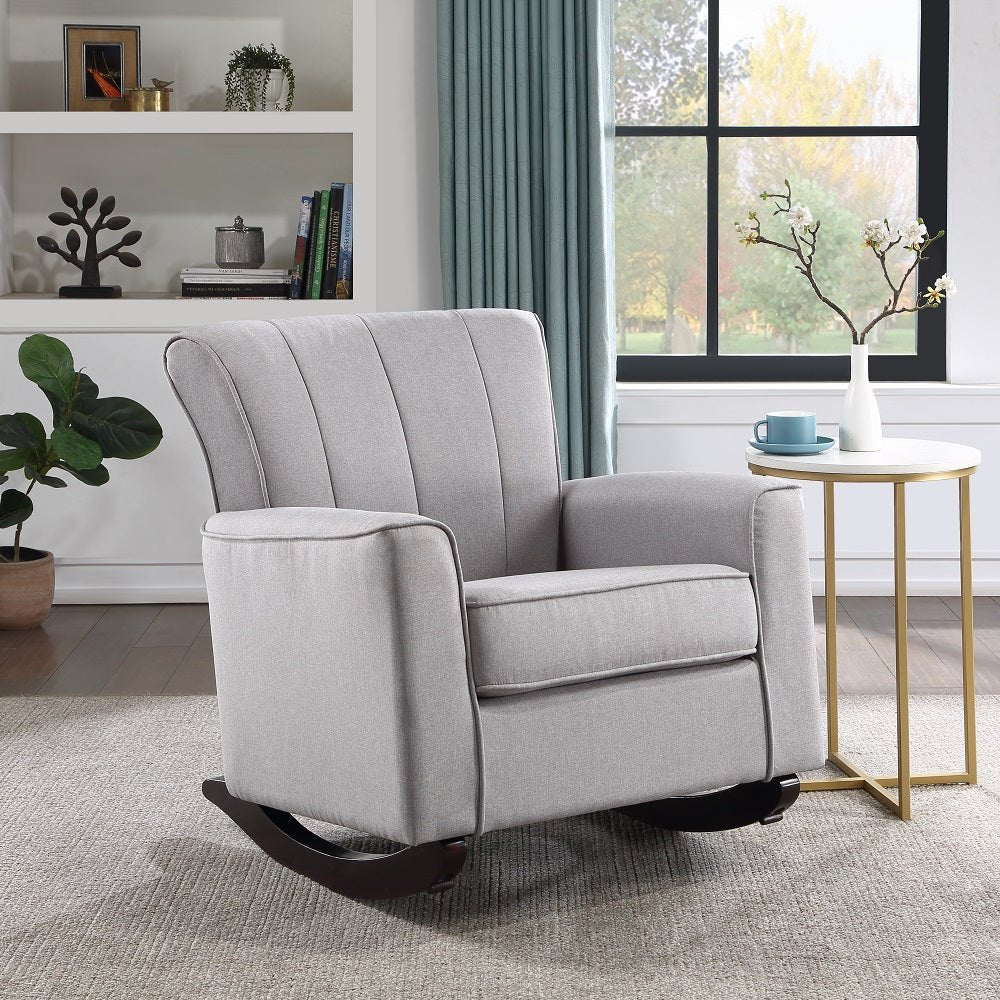 Denzell Rocking Chair AC02185 Light Gray Linen | Acme | Home Elegance USA