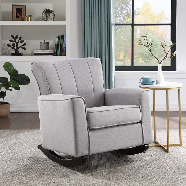 Denzell Rocking Chair AC02185 Light Gray Linen | Acme | Home Elegance USA