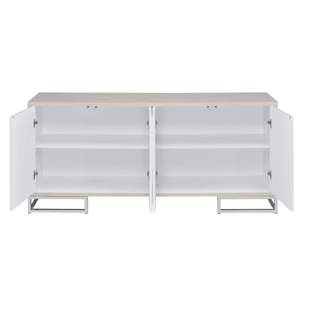 Acme - Liam Console Cabinet AC02345 Blue Marble Print & Chrome Finish