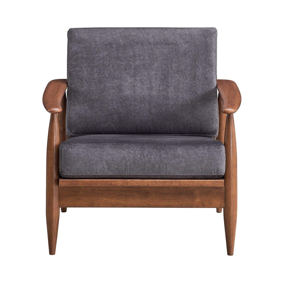 Alisa Accent Chair AC02377 Charcoal Fabric & Brown Finish | Acme | Home Elegance USA