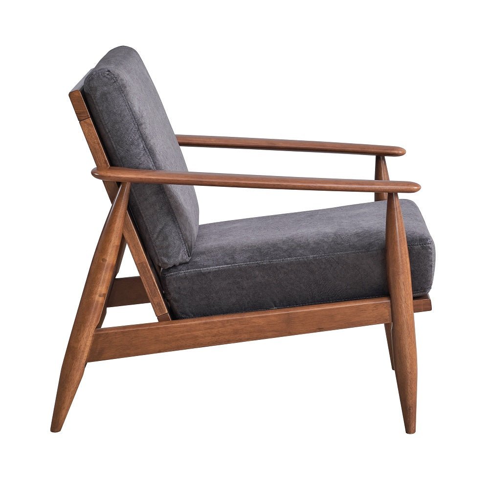 Alisa Accent Chair AC02377 Charcoal Fabric & Brown Finish | Acme | Home Elegance USA