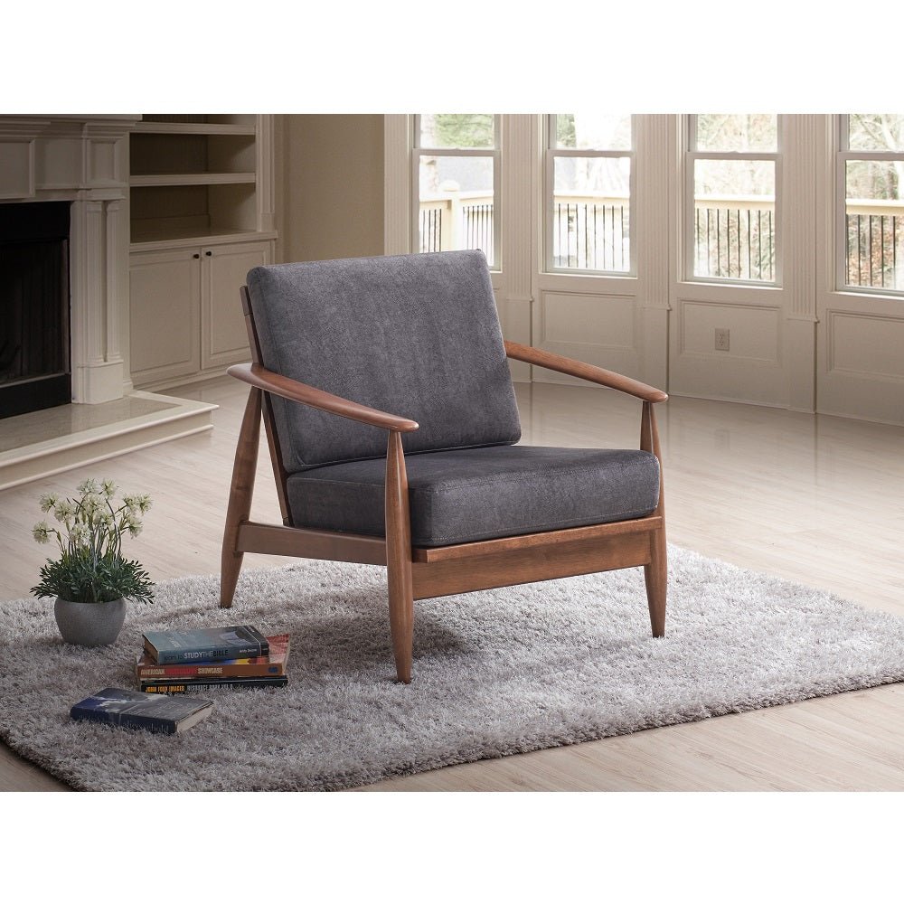 Alisa Accent Chair AC02377 Charcoal Fabric & Brown Finish | Acme | Home Elegance USA