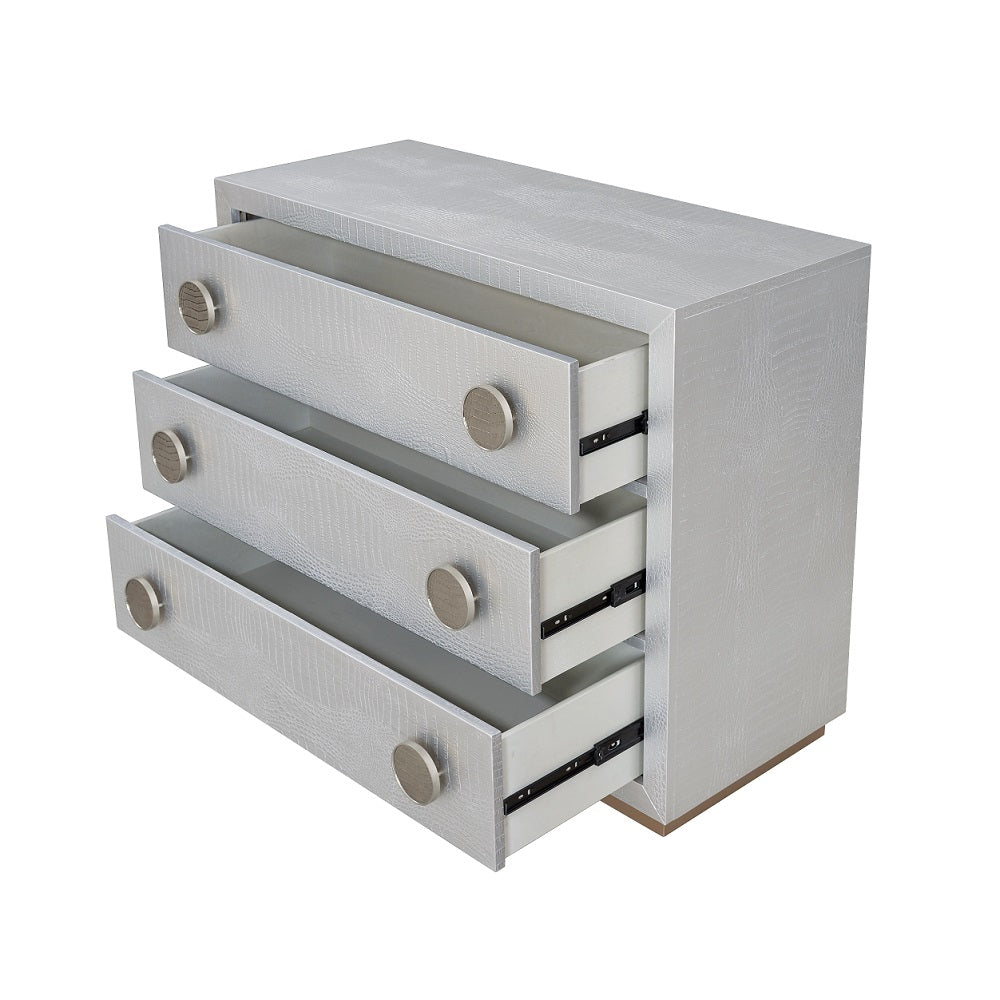 Anpu Console Cabinet AC02505 Silver Faux Crocodile Skin Finish | Acme | Home Elegance USA
