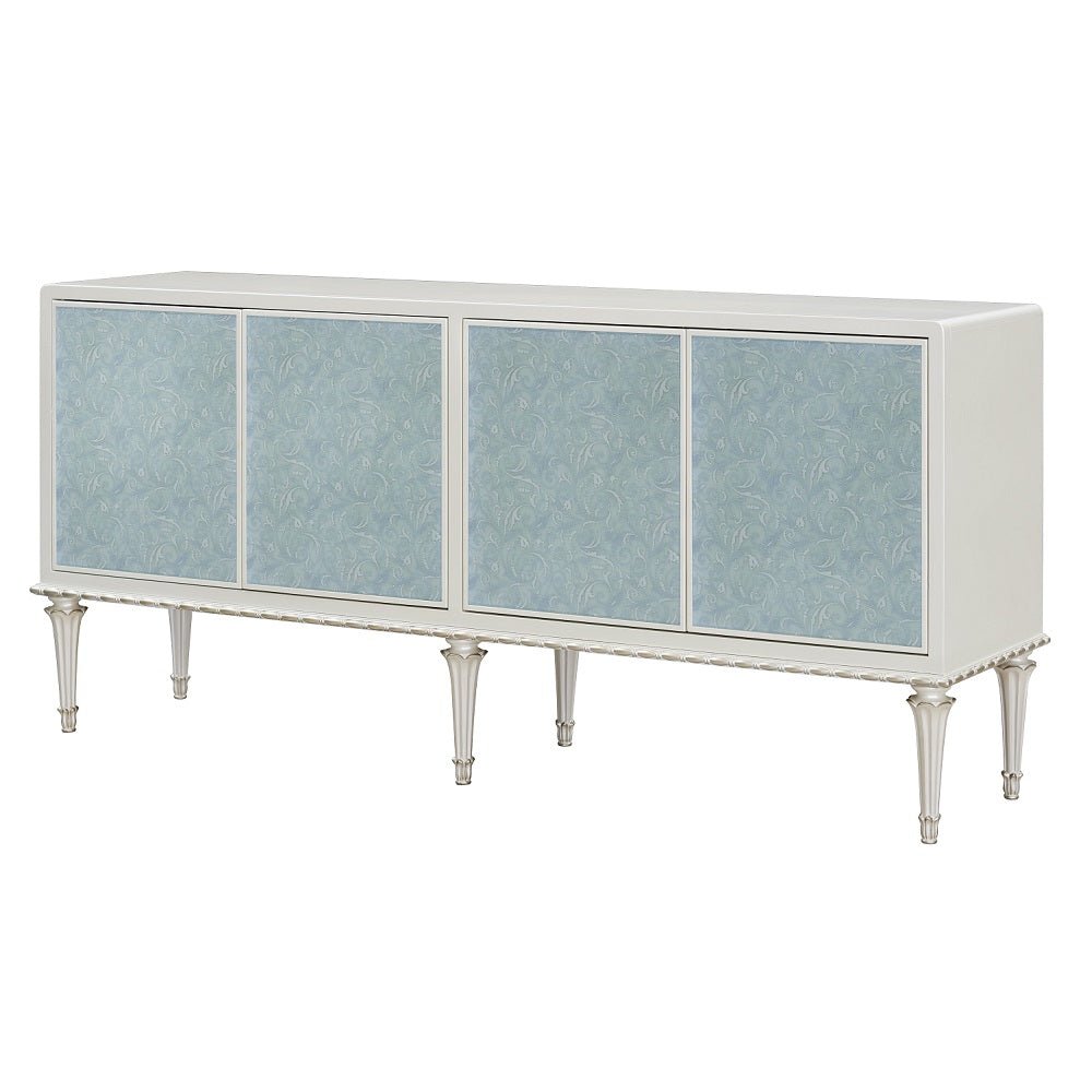 Ansaldo Console Cabinet AC02506 Pearl White & Silver Shimmer Finish | Acme | Home Elegance USA