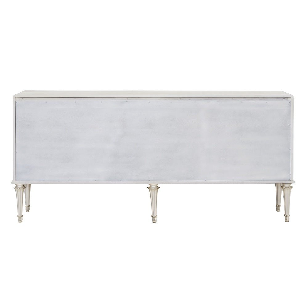 Ansaldo Console Cabinet AC02506 Pearl White & Silver Shimmer Finish | Acme | Home Elegance USA