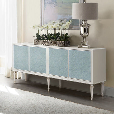 Ansaldo Console Cabinet AC02506 Pearl White & Silver Shimmer Finish | Acme | Home Elegance USA