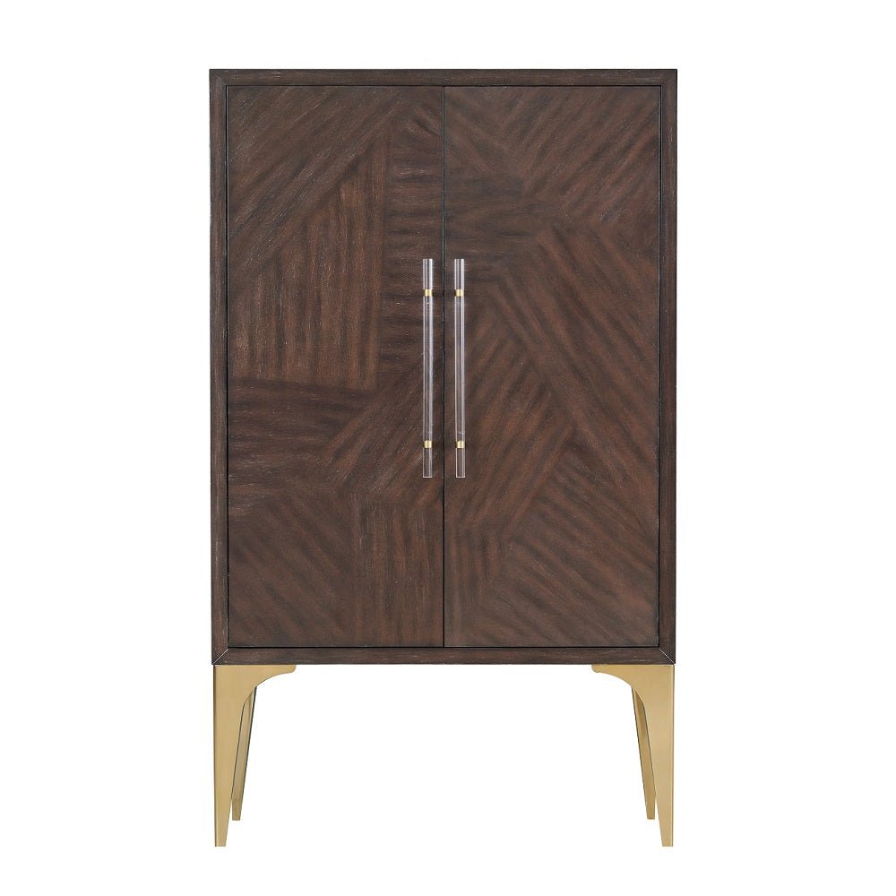 Andy Bar Cabinet AC02508 Brushed Brown Oak & Champagne Finish | Acme | Home Elegance USA