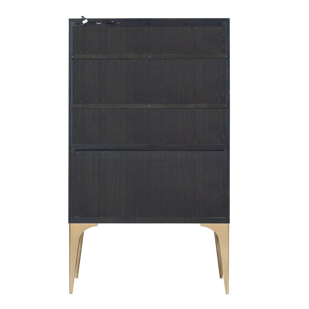 Andy Bar Cabinet AC02508 Brushed Brown Oak & Champagne Finish | Acme | Home Elegance USA